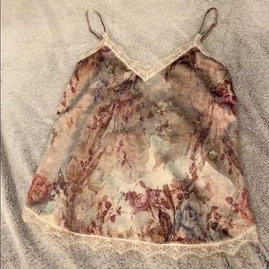 Floral and lace tank top